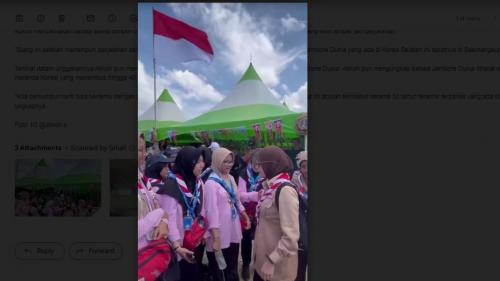 Momen Istri Ganjar Pranowo Semangati Peserta Jambore Dunia 2023 Asal Jateng di Tengah Cuaca Ekstrem Korsel : Okezone Nasional